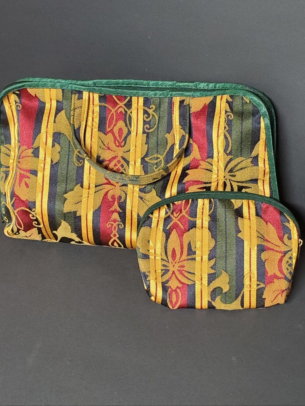 Allegro Pacific Tapestry Cosmetic Bag Set 2 Piece Vintage Style